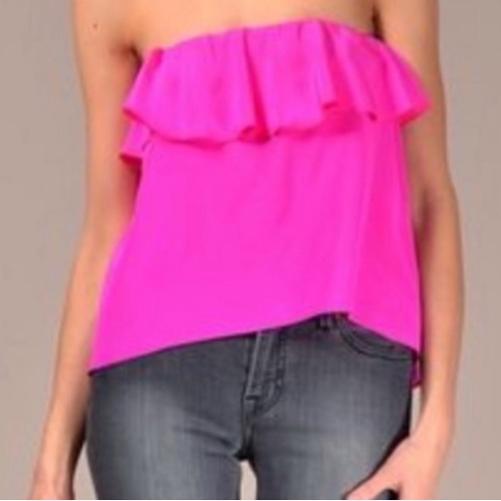 Amanda Uprichard hot pink 100% silk strapless tube top size small